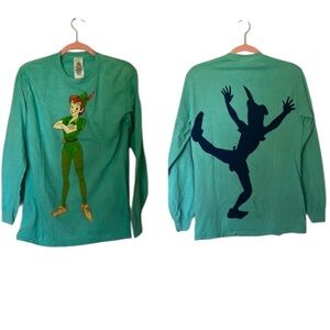 NWOT Disney Parks Peter Pan Long Sleeve Double sided Crew Neck Tee Size S